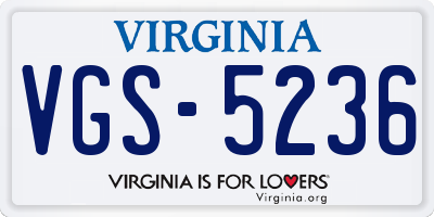 VA license plate VGS5236