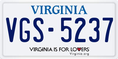 VA license plate VGS5237