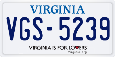 VA license plate VGS5239