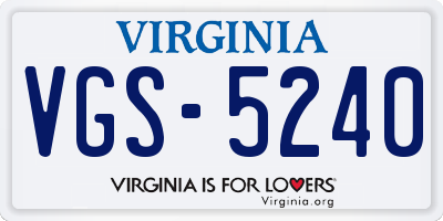VA license plate VGS5240