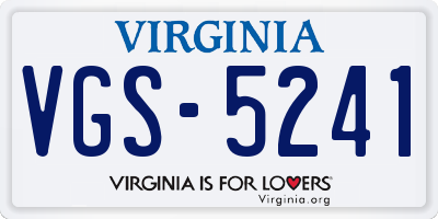 VA license plate VGS5241
