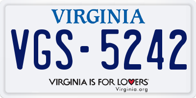 VA license plate VGS5242