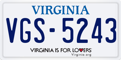 VA license plate VGS5243