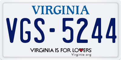 VA license plate VGS5244