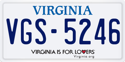 VA license plate VGS5246
