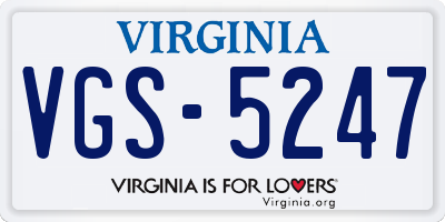 VA license plate VGS5247