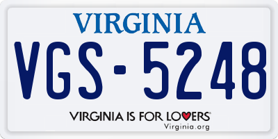 VA license plate VGS5248