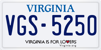 VA license plate VGS5250