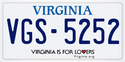 VA license plate VGS5252
