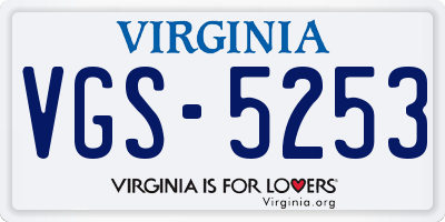 VA license plate VGS5253