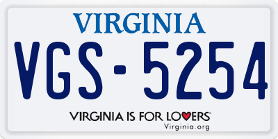 VA license plate VGS5254