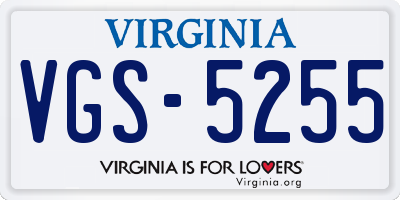 VA license plate VGS5255