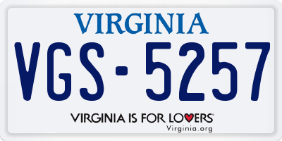VA license plate VGS5257