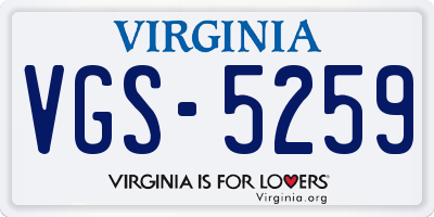 VA license plate VGS5259