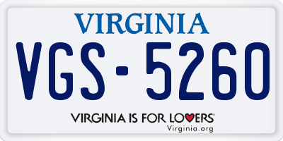 VA license plate VGS5260