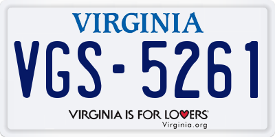 VA license plate VGS5261