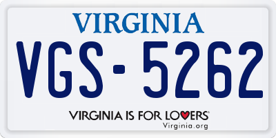 VA license plate VGS5262