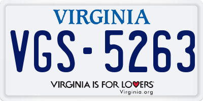 VA license plate VGS5263