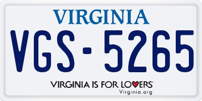 VA license plate VGS5265