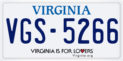 VA license plate VGS5266