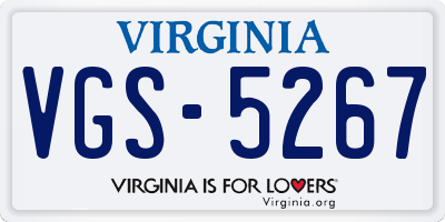 VA license plate VGS5267
