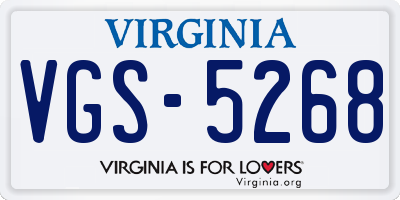 VA license plate VGS5268