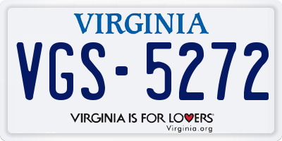 VA license plate VGS5272