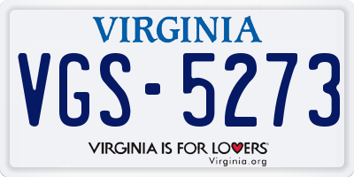 VA license plate VGS5273