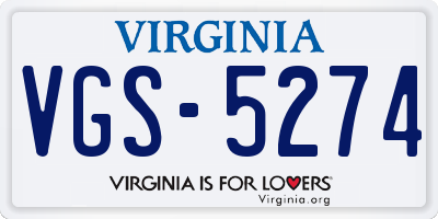 VA license plate VGS5274