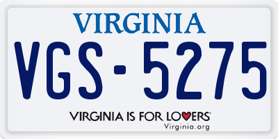 VA license plate VGS5275