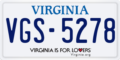 VA license plate VGS5278