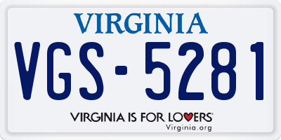 VA license plate VGS5281