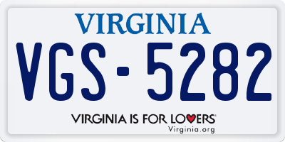VA license plate VGS5282