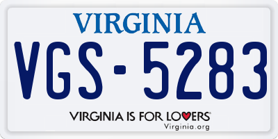 VA license plate VGS5283