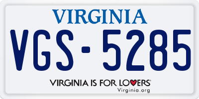 VA license plate VGS5285