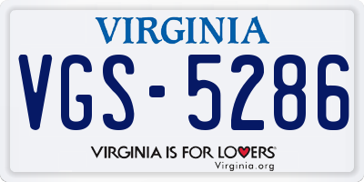 VA license plate VGS5286