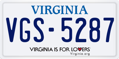 VA license plate VGS5287