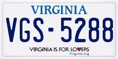 VA license plate VGS5288