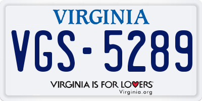 VA license plate VGS5289