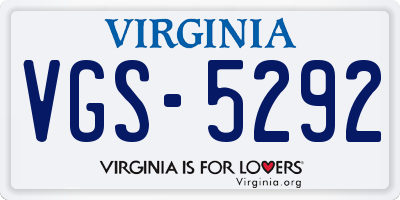 VA license plate VGS5292
