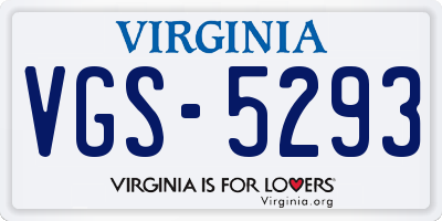 VA license plate VGS5293