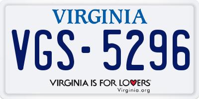 VA license plate VGS5296