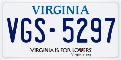 VA license plate VGS5297