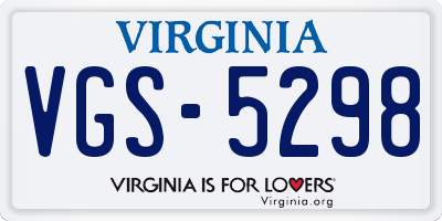 VA license plate VGS5298