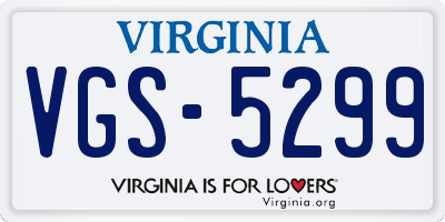 VA license plate VGS5299