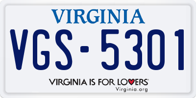VA license plate VGS5301