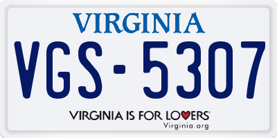 VA license plate VGS5307