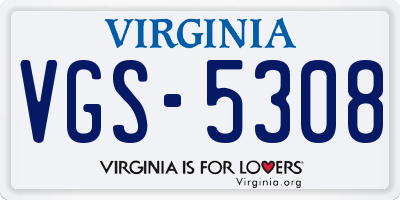 VA license plate VGS5308