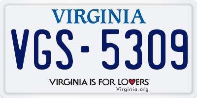 VA license plate VGS5309