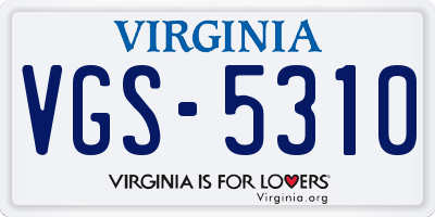 VA license plate VGS5310